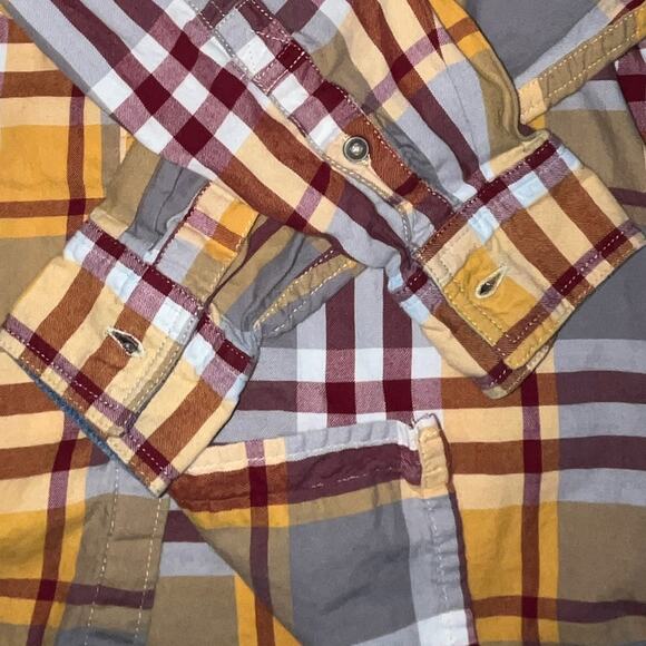 Eddie Bauer Kids Plaid Button Down Shirt yellow burgundy gray white boy's size 7 - Picture 13 of 16
